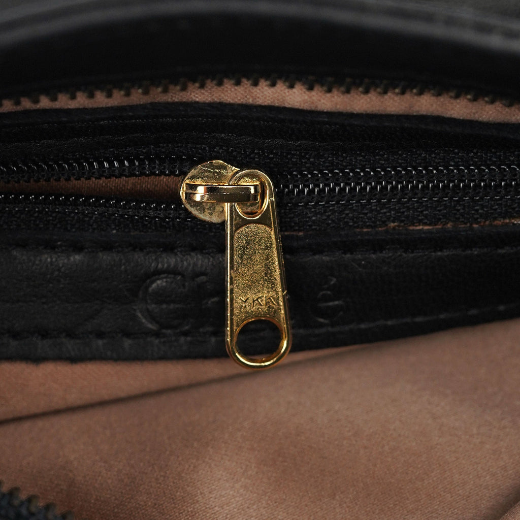 Black Calfskin Embellished Clutch Bag