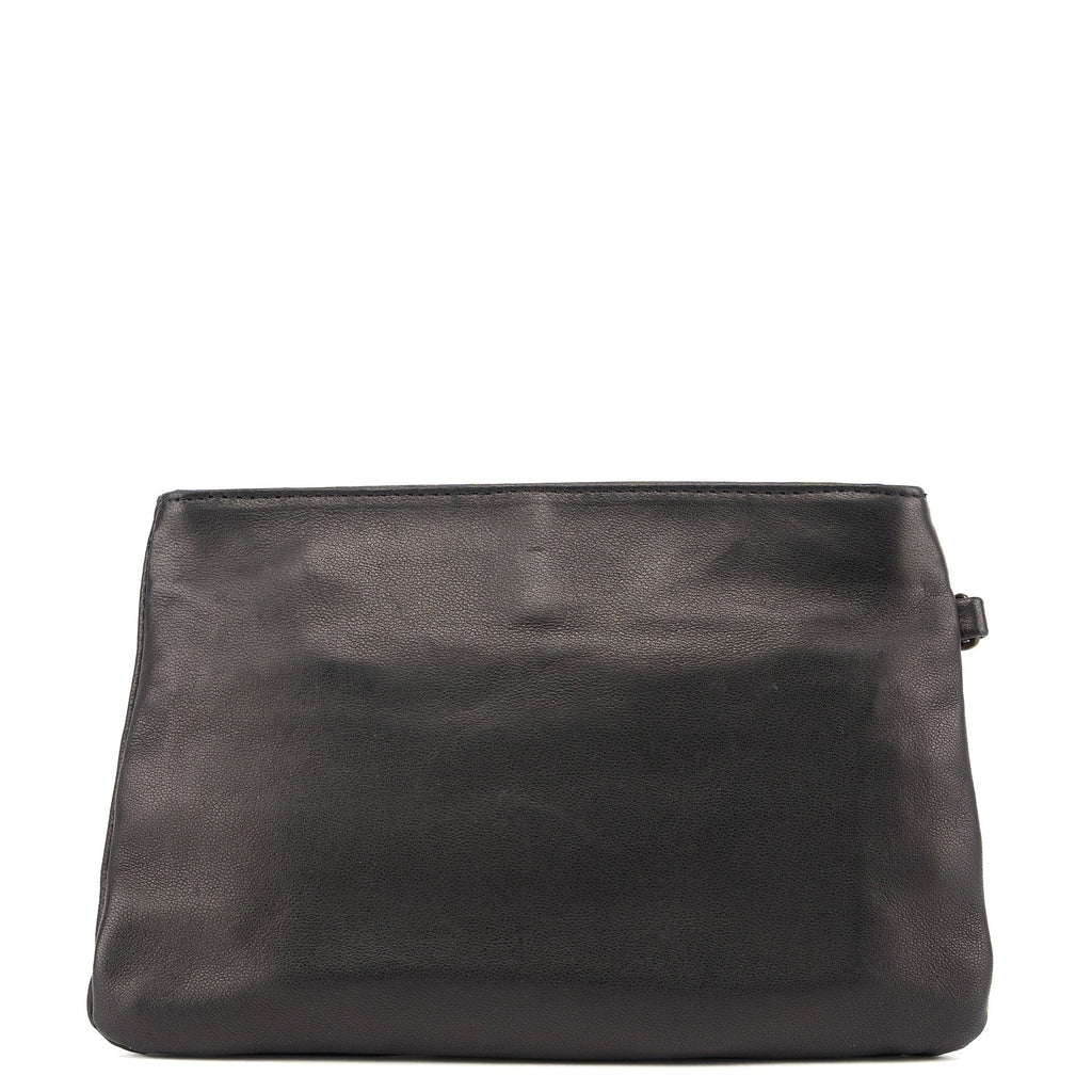 Black Calfskin Embellished Clutch Bag