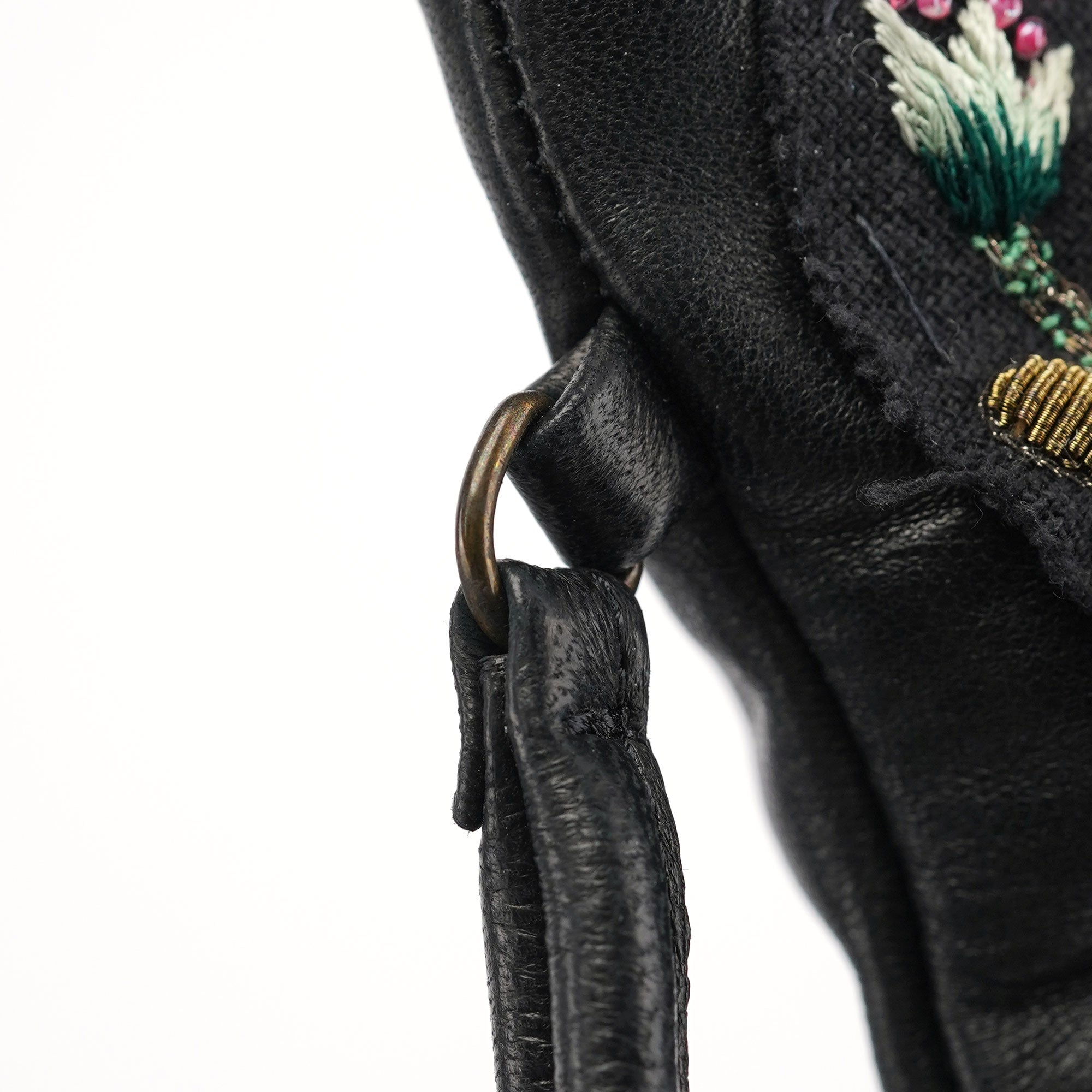 Black Calfskin Embellished Clutch Bag