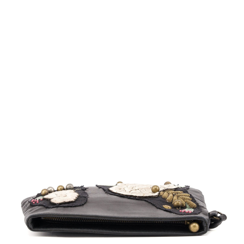 Black Calfskin Embellished Clutch Bag