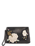 Black Calfskin Embellished Clutch Bag