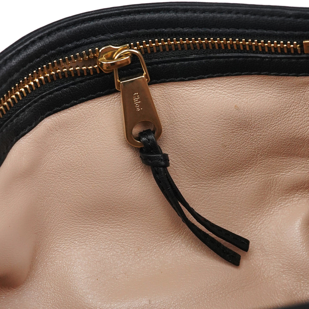 Black Calfskin Fur Python Handle Shoulder Bag