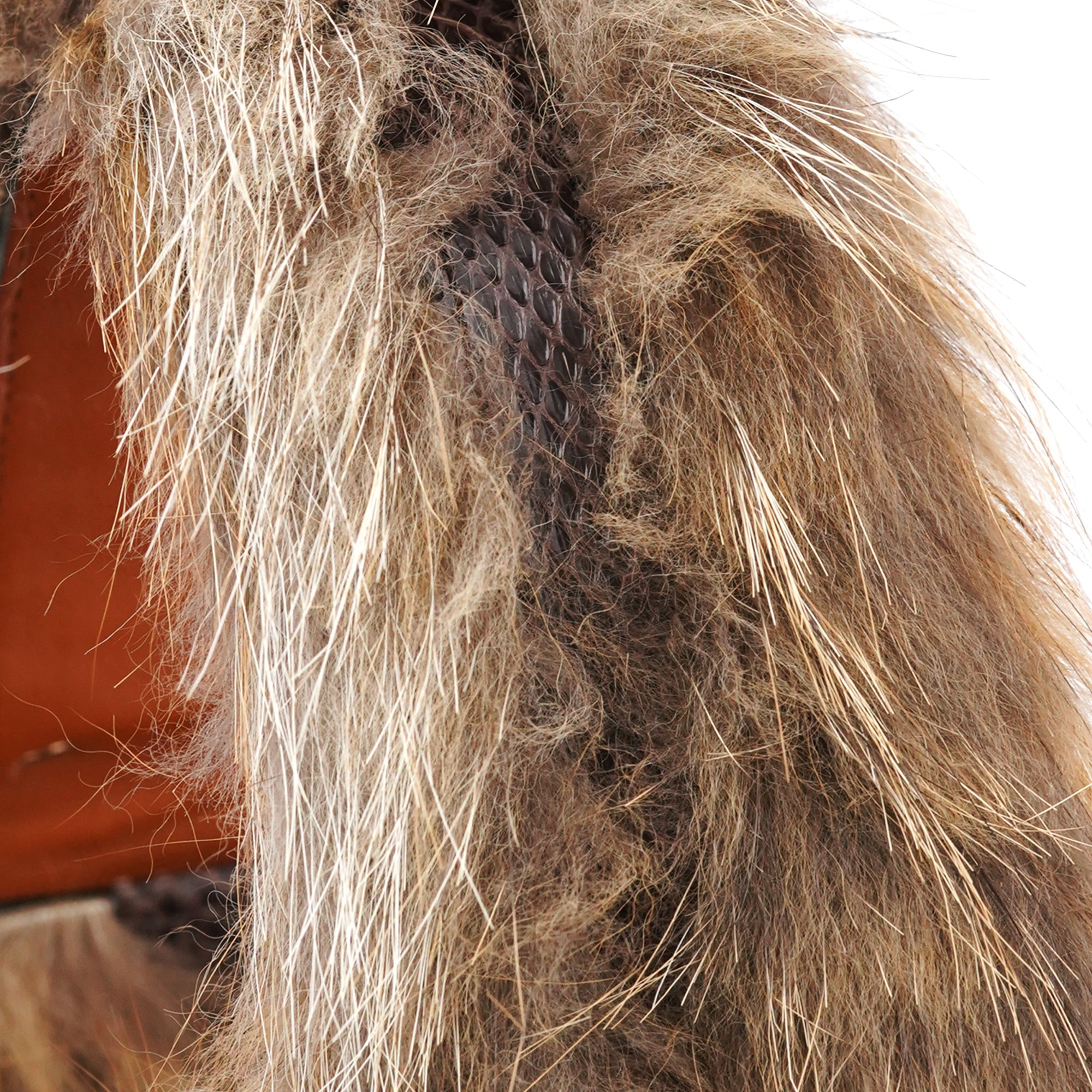 Black Calfskin Fur Python Handle Shoulder Bag