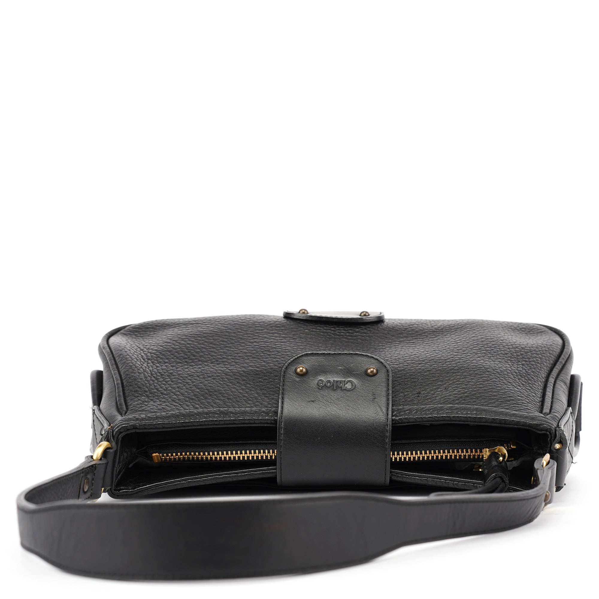 Black Calfskin Hobo Shoulder Bag