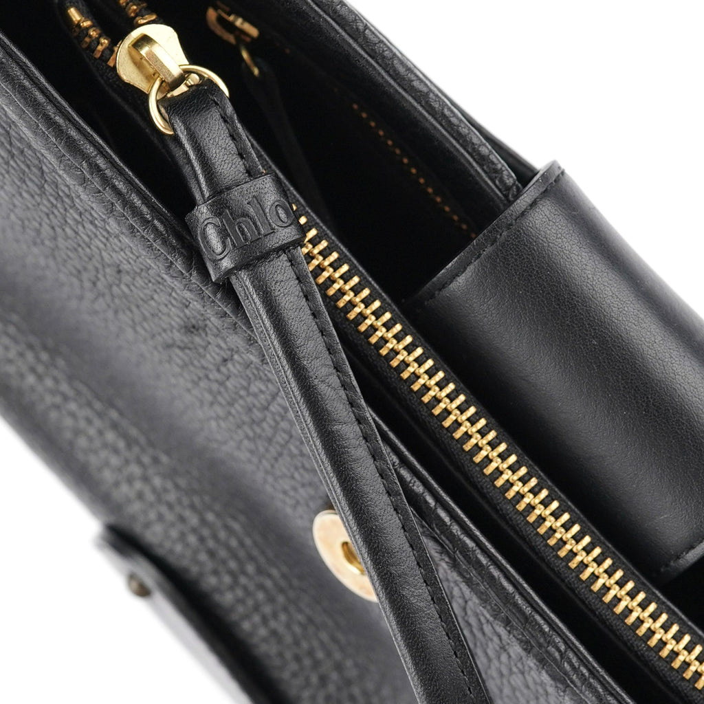 Black Calfskin Hobo Shoulder Bag