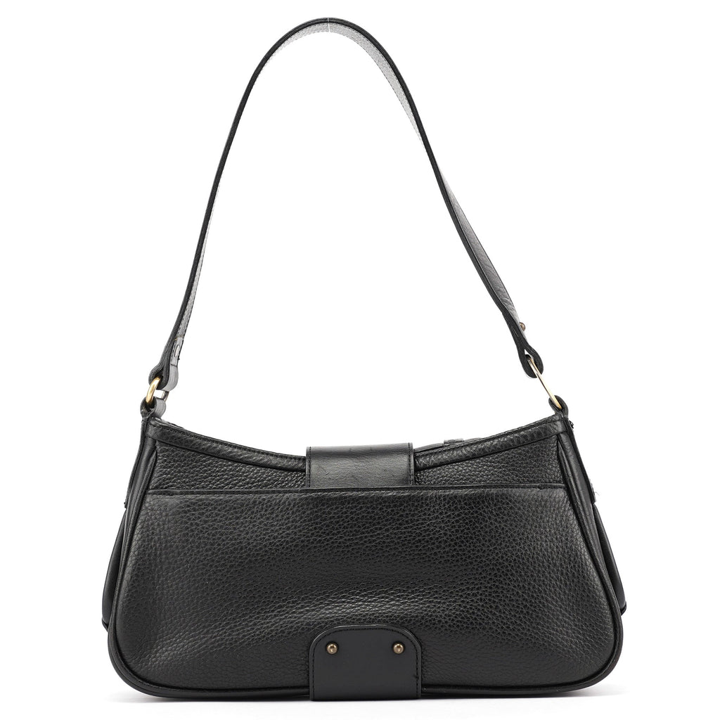 Black Calfskin Hobo Shoulder Bag