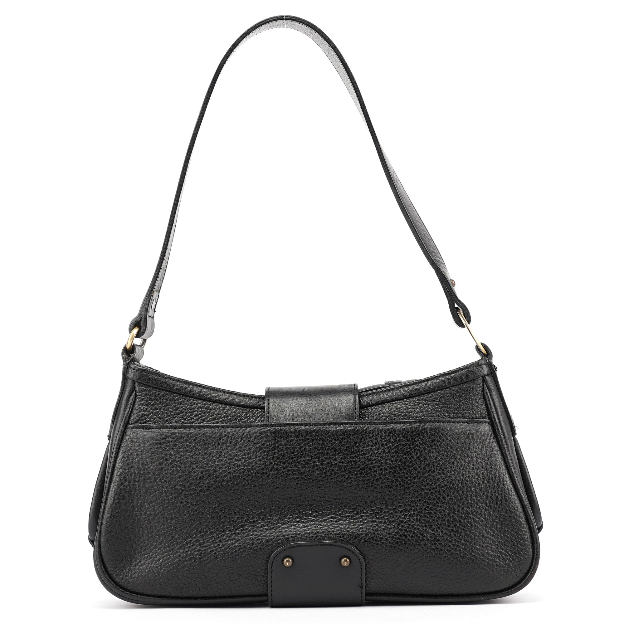 Black Calfskin Hobo Shoulder Bag