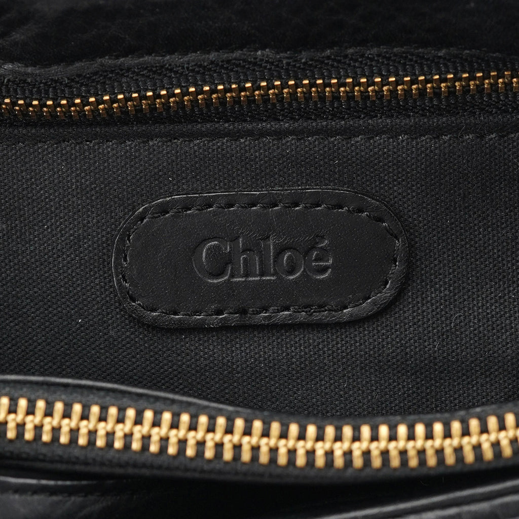 Black Calfskin Hobo Shoulder Bag