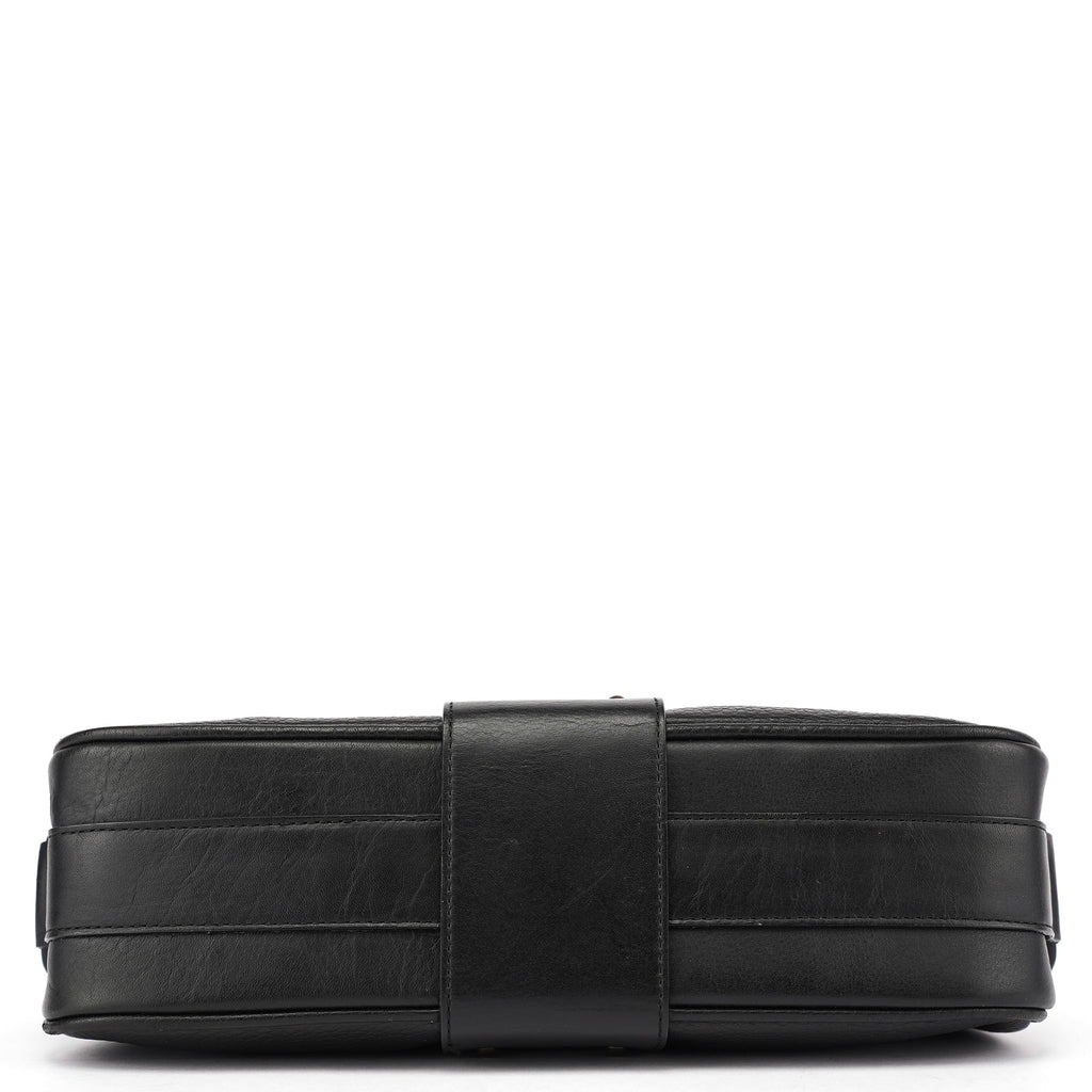 Black Calfskin Hobo Shoulder Bag