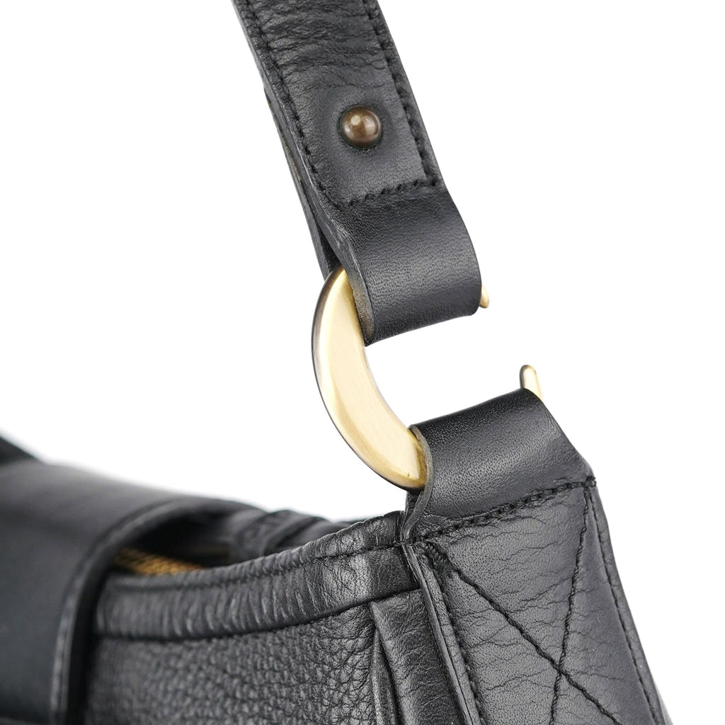 Black Calfskin Hobo Shoulder Bag