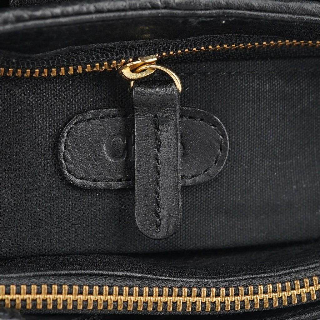 Black Calfskin Hobo Shoulder Bag