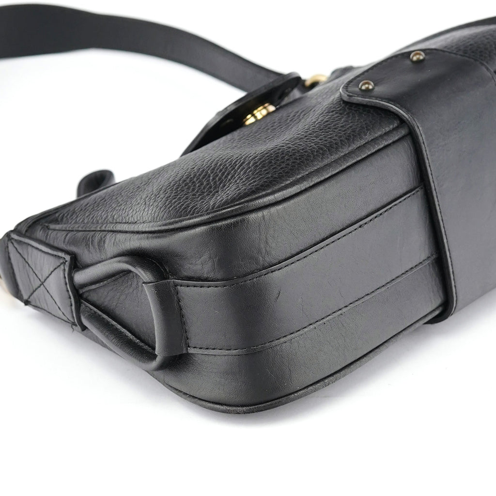 Black Calfskin Hobo Shoulder Bag