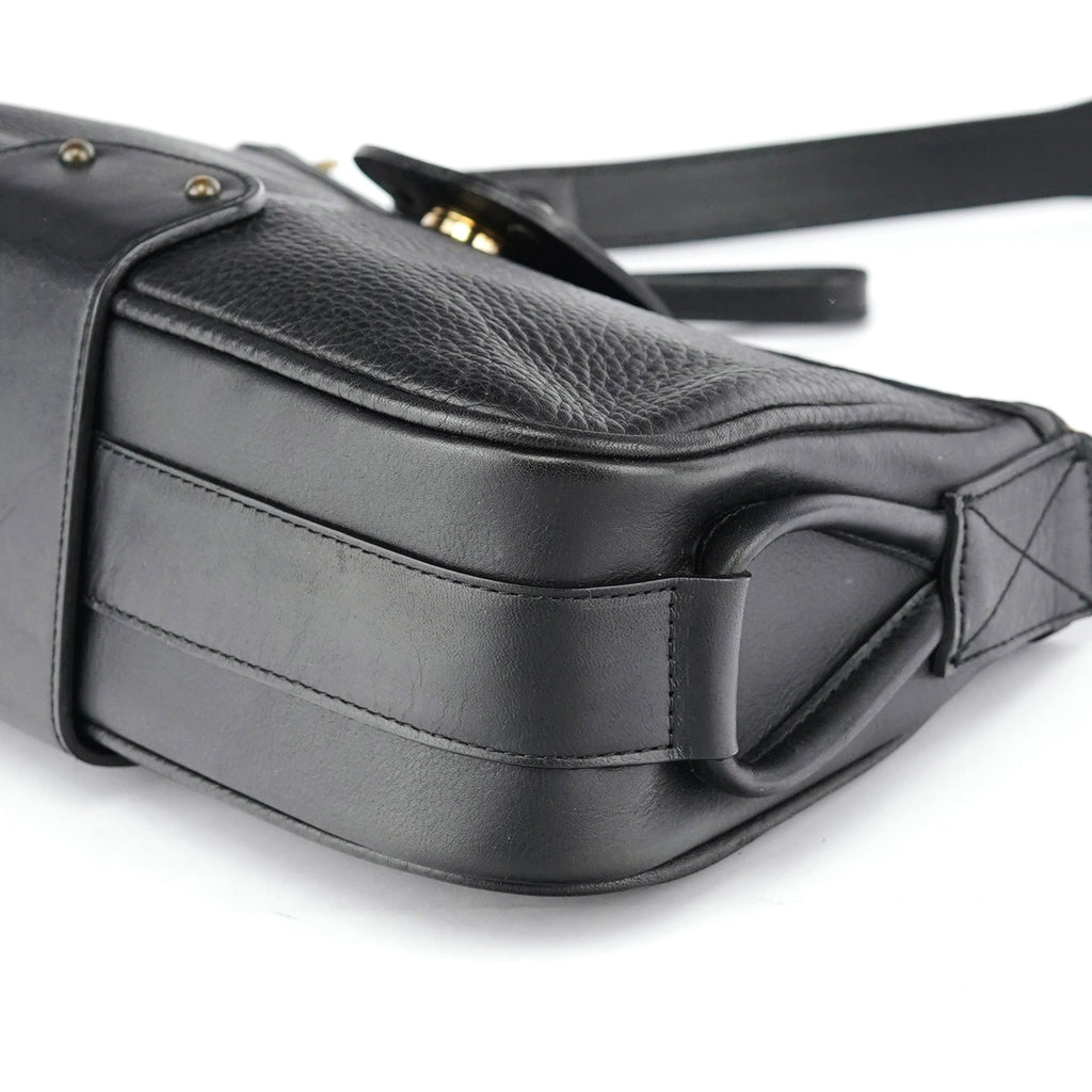 Black Calfskin Hobo Shoulder Bag
