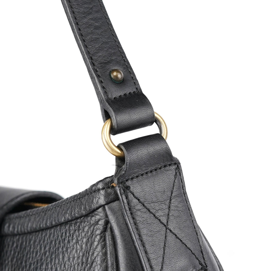 Black Calfskin Hobo Shoulder Bag