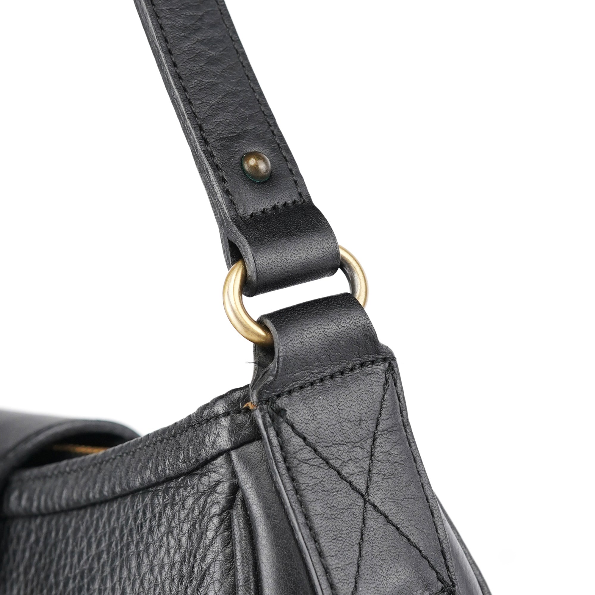 Black Calfskin Hobo Shoulder Bag
