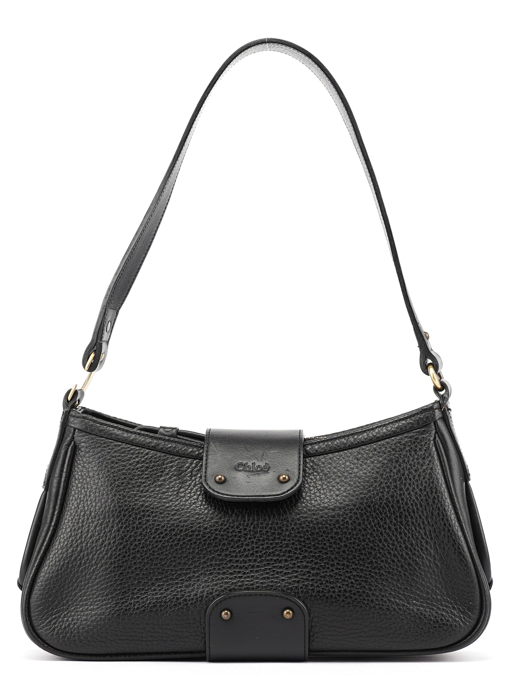 Black Calfskin Hobo Shoulder Bag