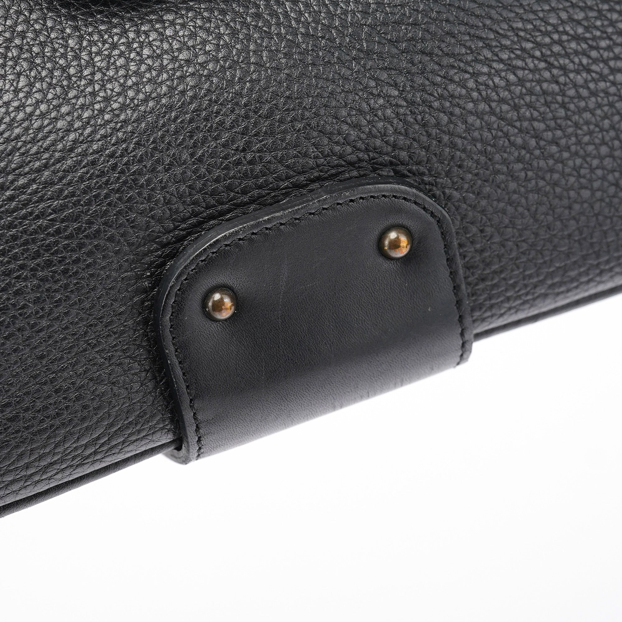 Black Calfskin Hobo Shoulder Bag