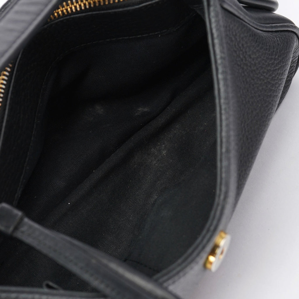 Black Calfskin Hobo Shoulder Bag