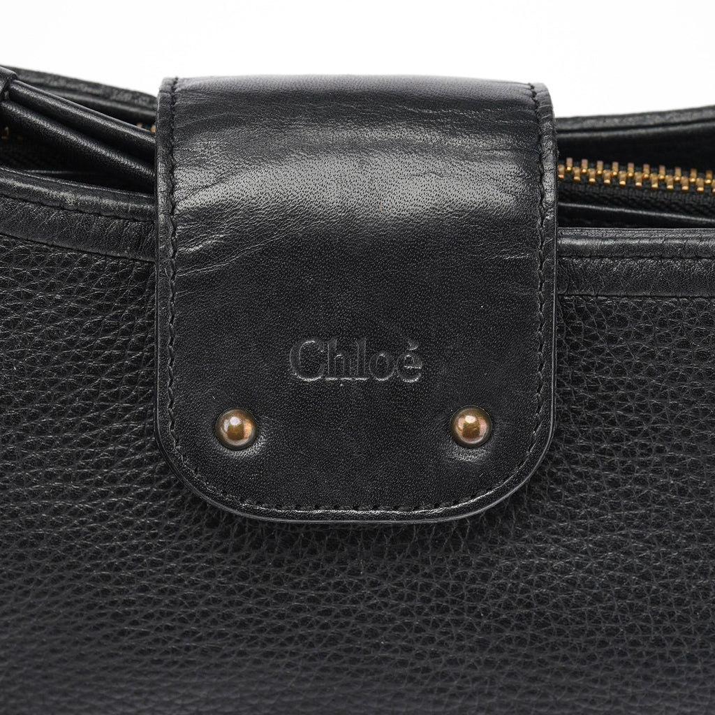 Black Calfskin Hobo Shoulder Bag