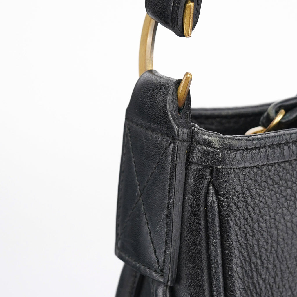 Black Calfskin Hobo Shoulder Bag