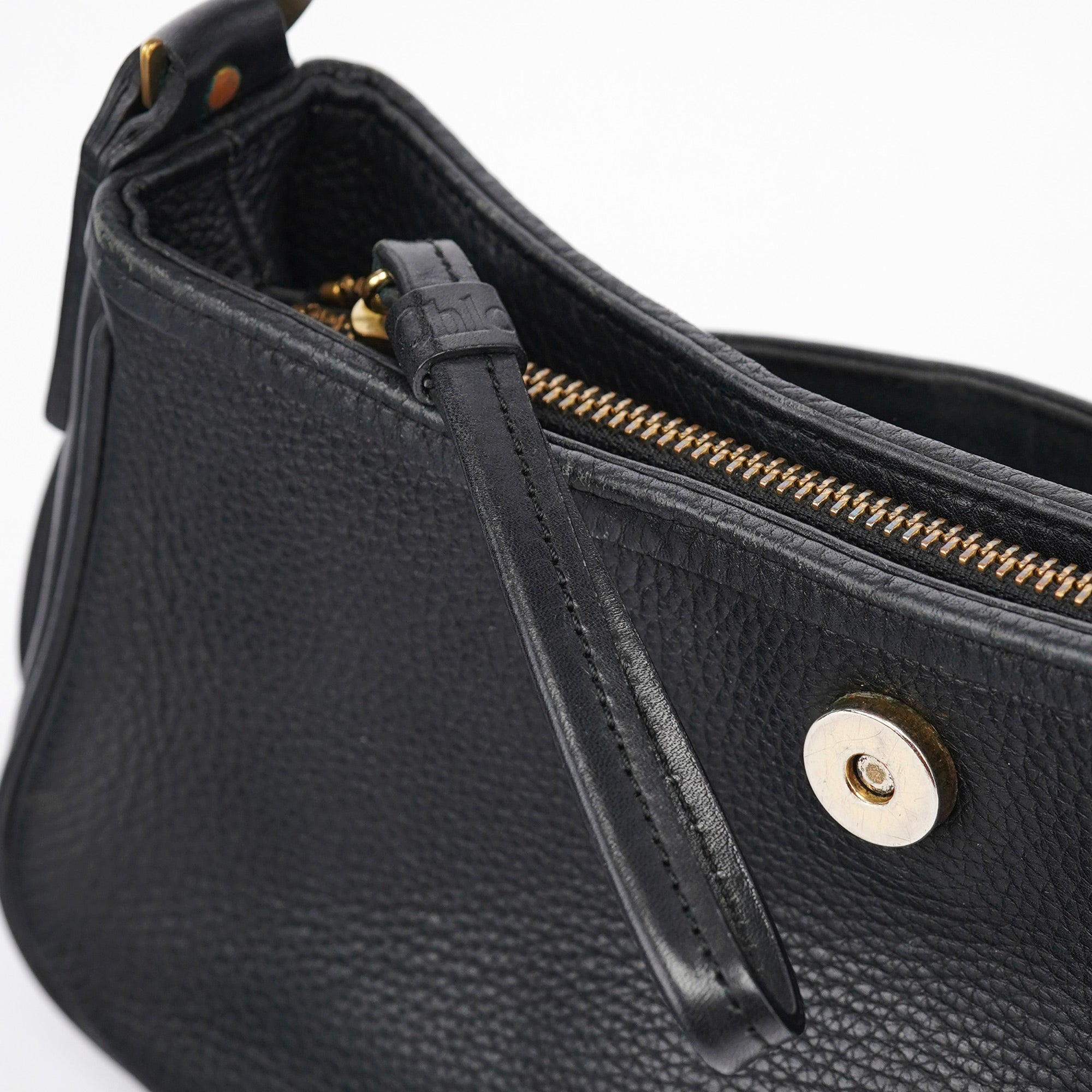 Black Calfskin Hobo Shoulder Bag