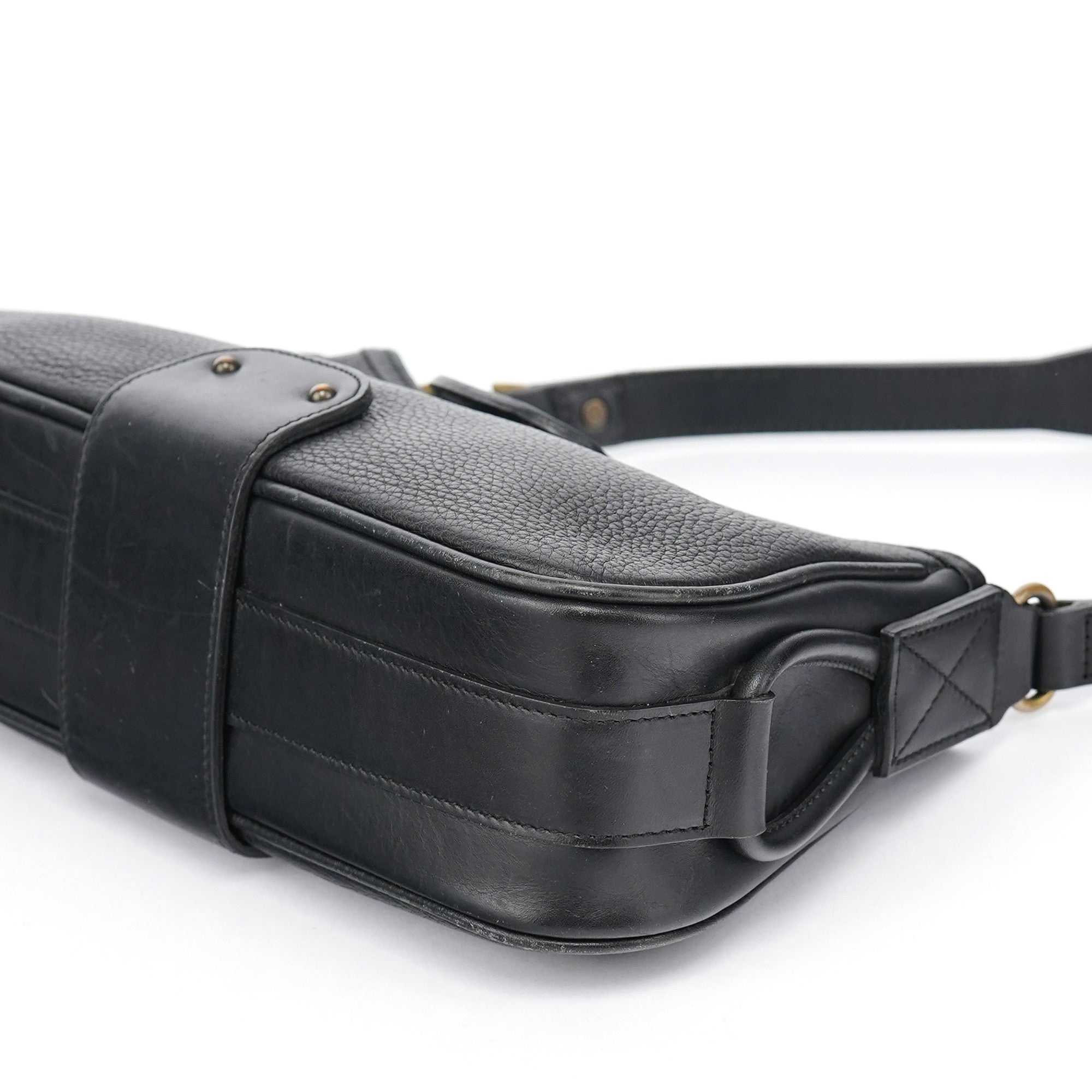 Black Calfskin Hobo Shoulder Bag