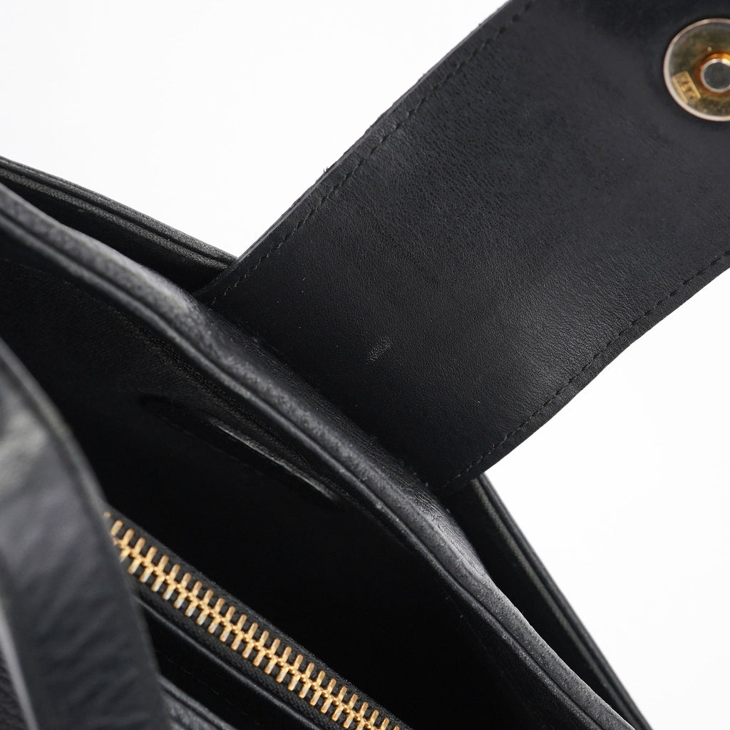 Black Calfskin Hobo Shoulder Bag