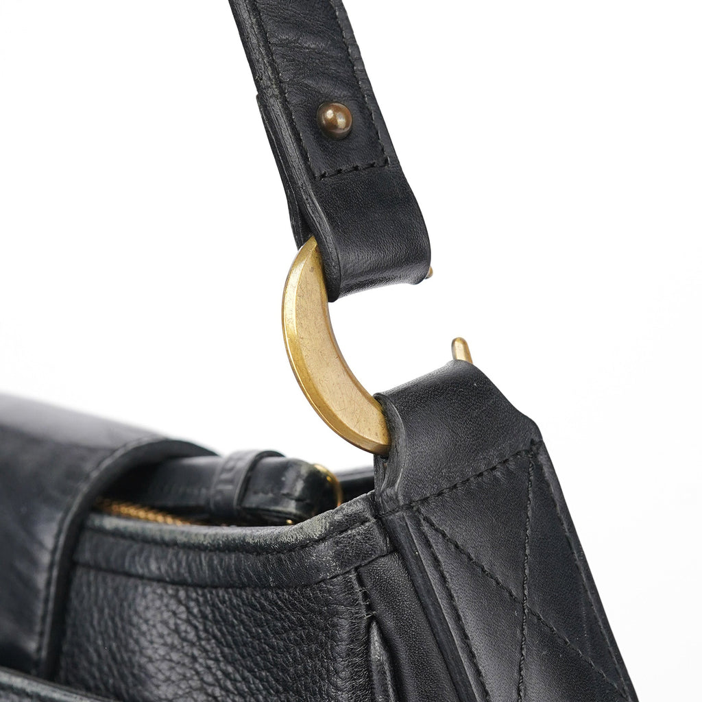 Black Calfskin Hobo Shoulder Bag