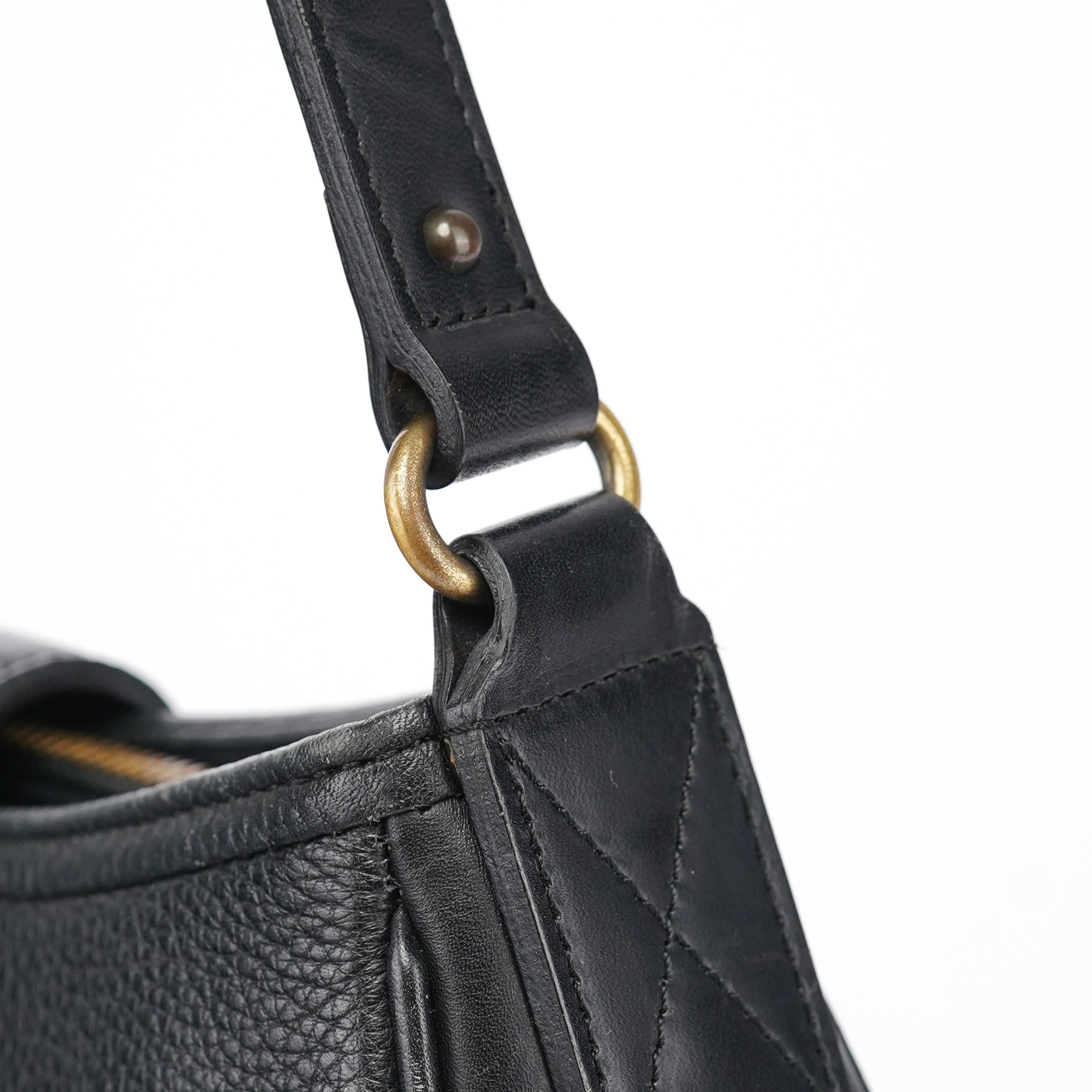 Black Calfskin Hobo Shoulder Bag