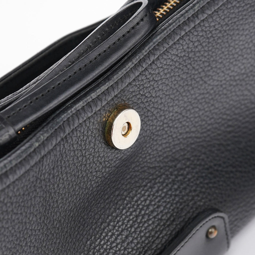 Black Calfskin Hobo Shoulder Bag