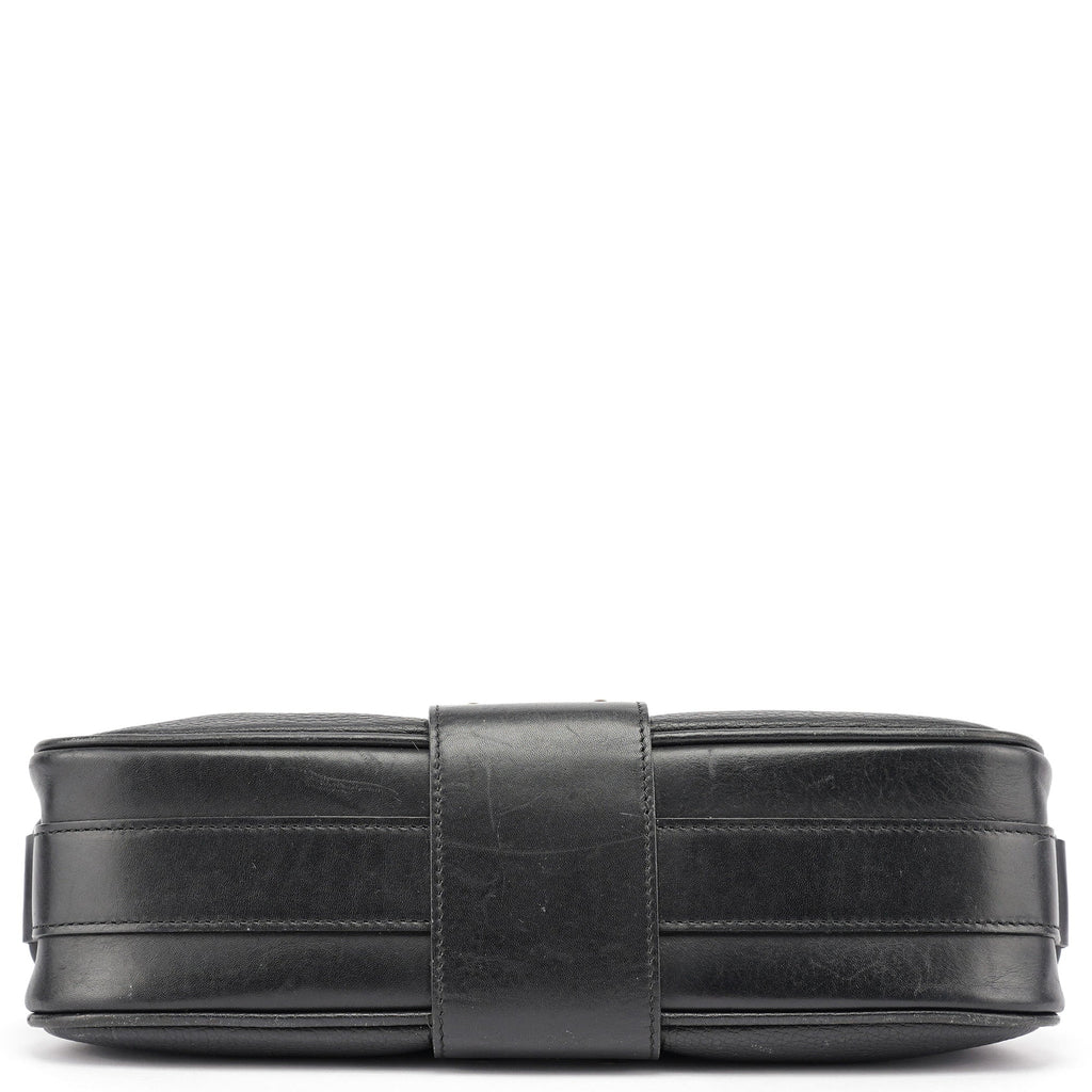 Black Calfskin Hobo Shoulder Bag