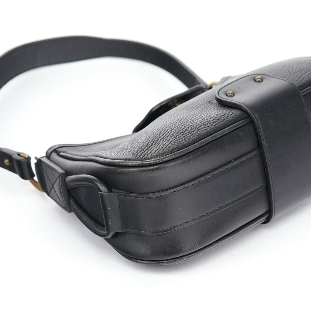 Black Calfskin Hobo Shoulder Bag