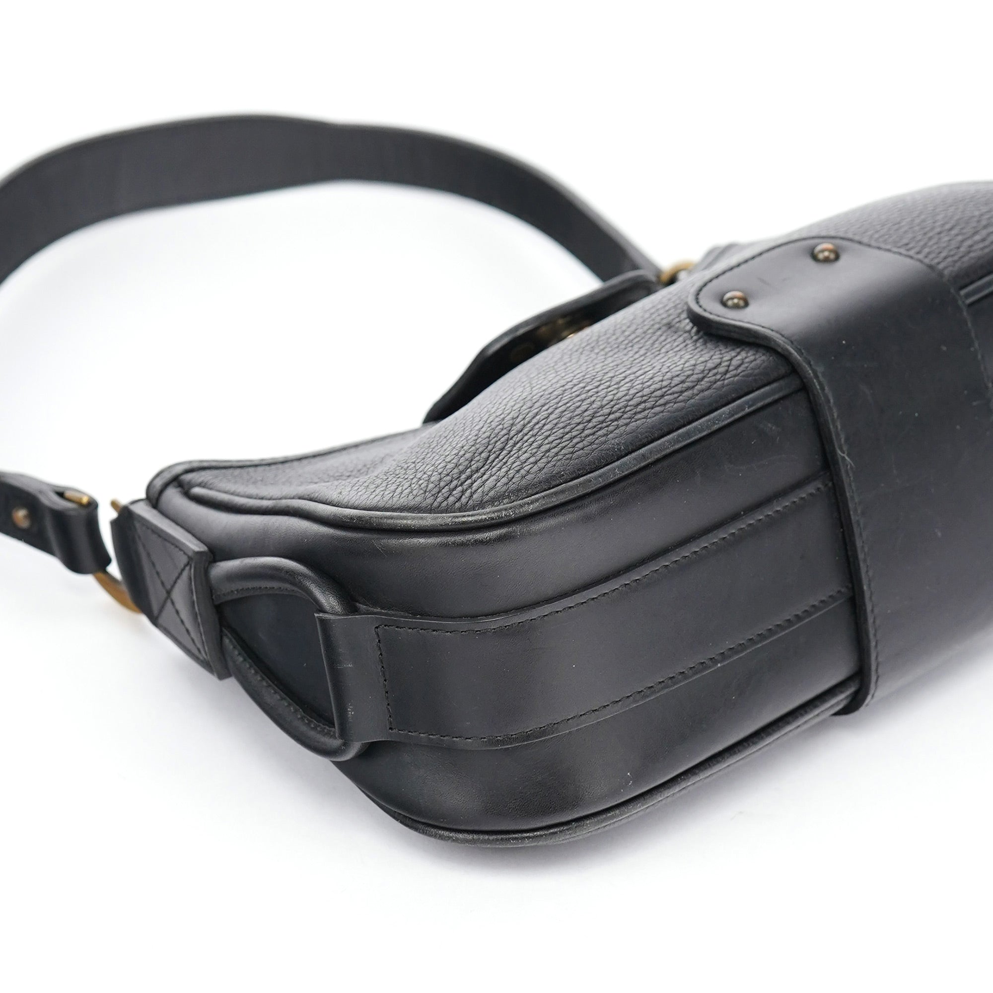 Black Calfskin Hobo Shoulder Bag