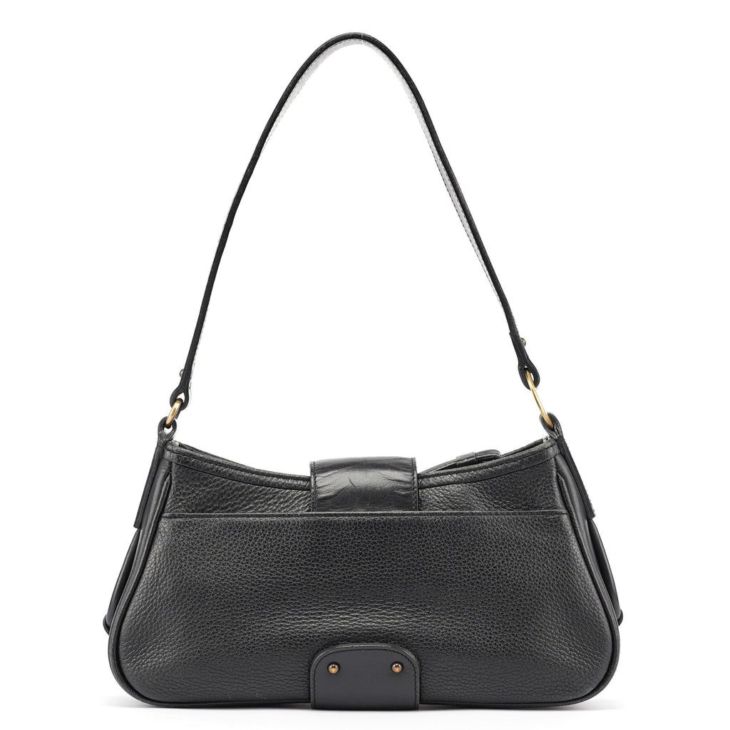 Black Calfskin Hobo Shoulder Bag