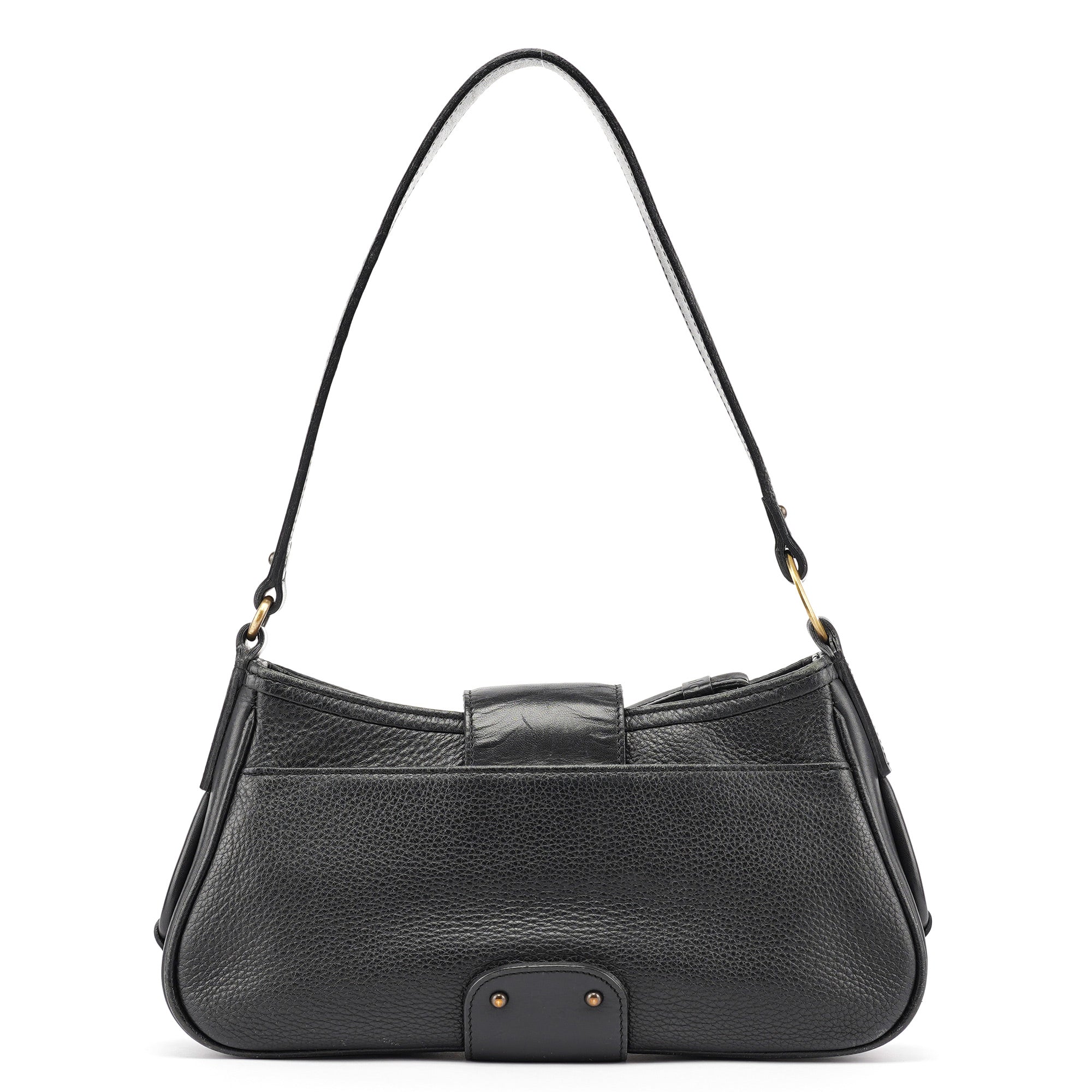 Black Calfskin Hobo Shoulder Bag