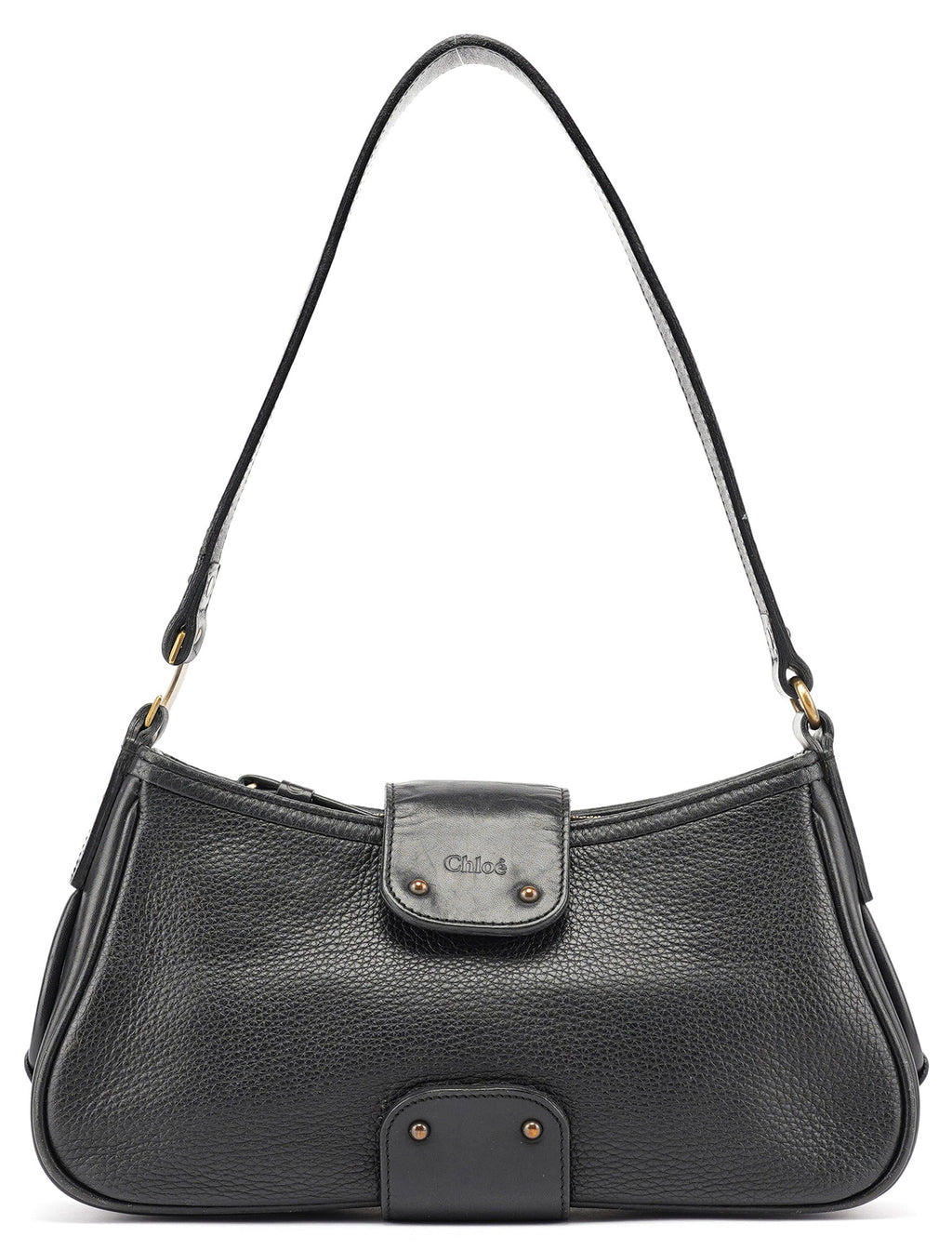 Black Calfskin Hobo Shoulder Bag
