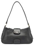 Black Calfskin Hobo Shoulder Bag