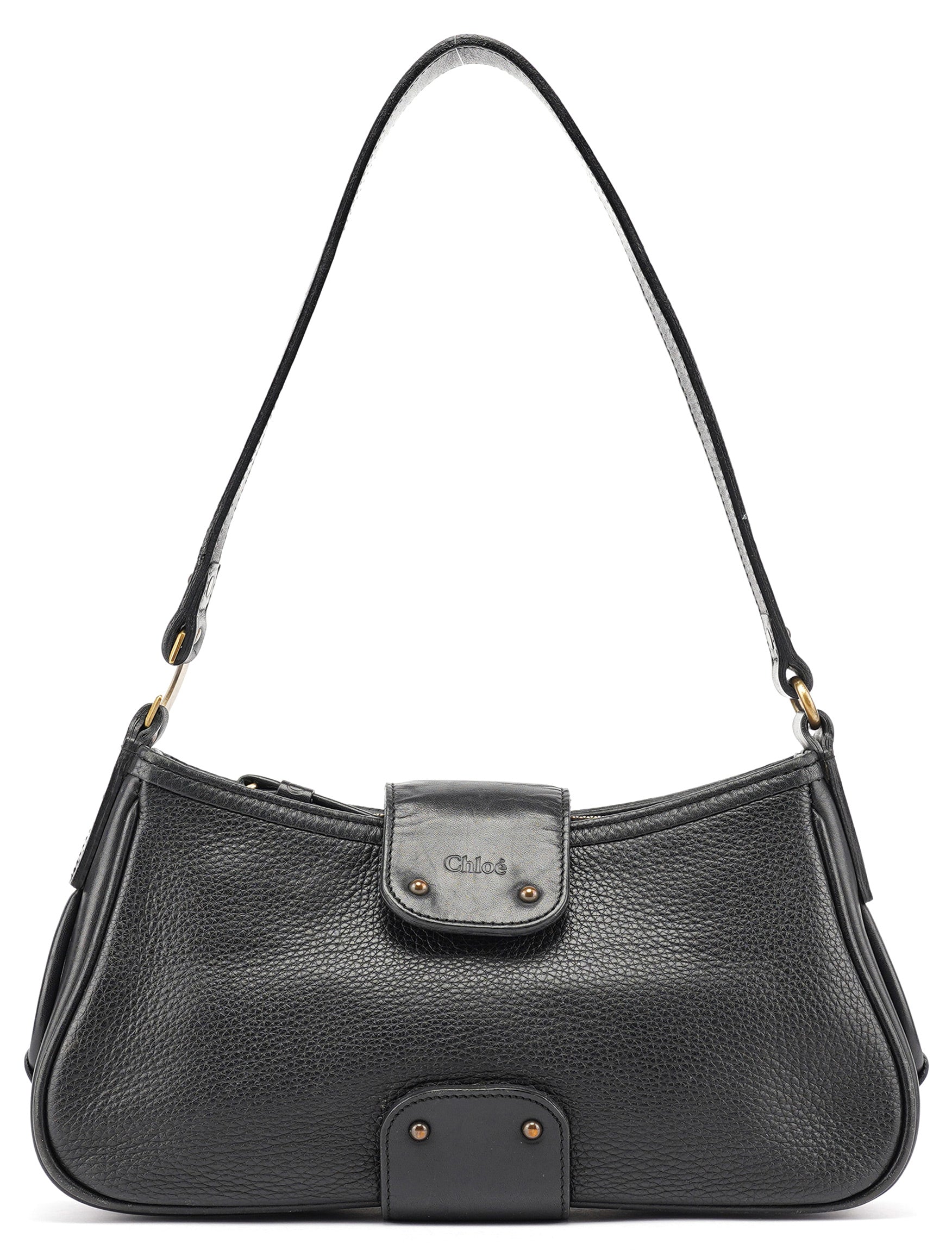 Black Calfskin Hobo Shoulder Bag