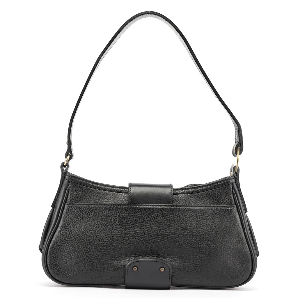 Black Calfskin Hobo Shoulder Bag