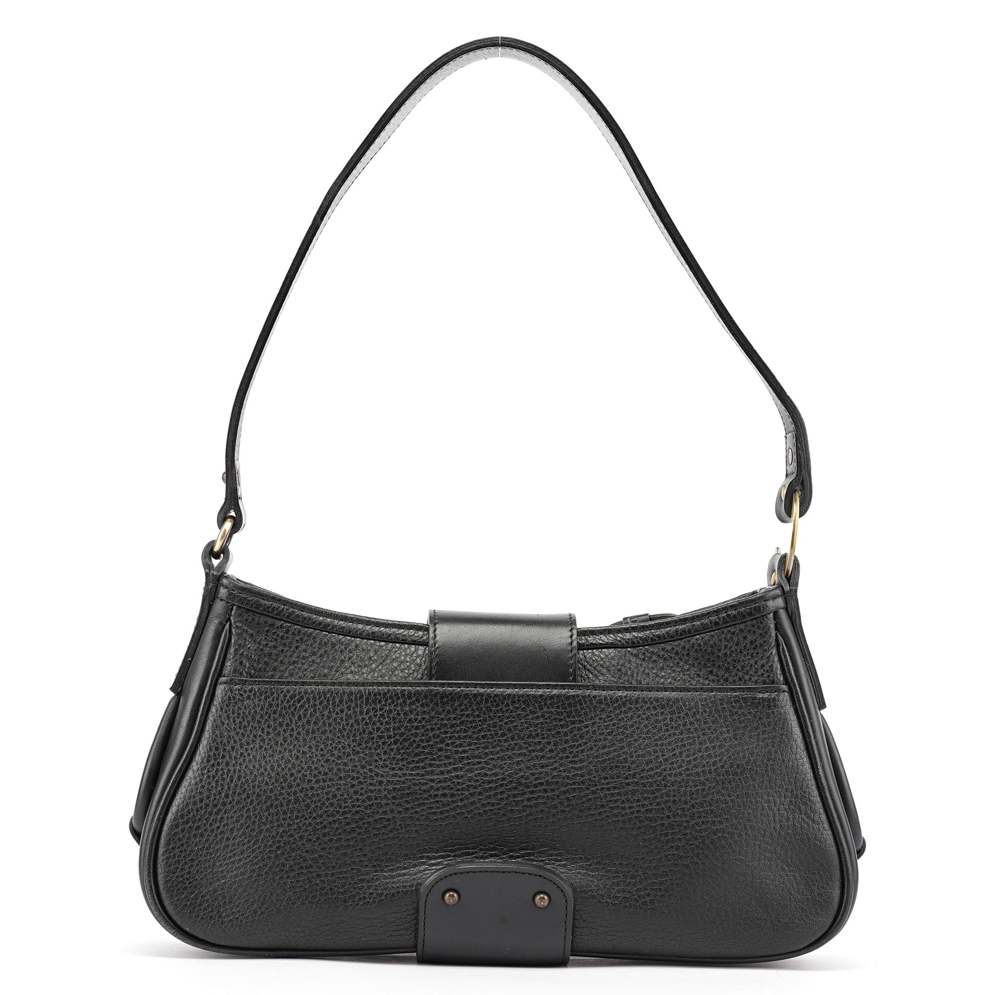 Black Calfskin Hobo Shoulder Bag