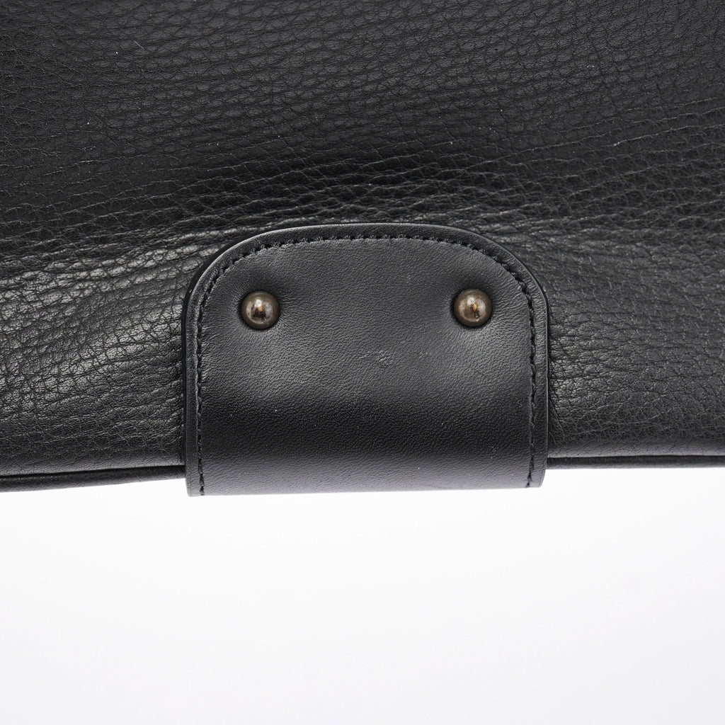 Black Calfskin Hobo Shoulder Bag