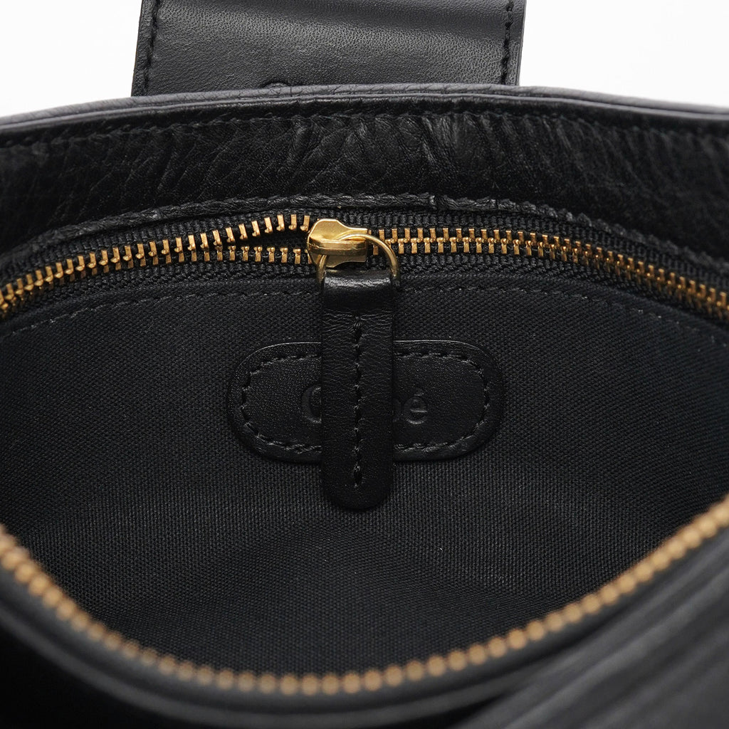 Black Calfskin Hobo Shoulder Bag