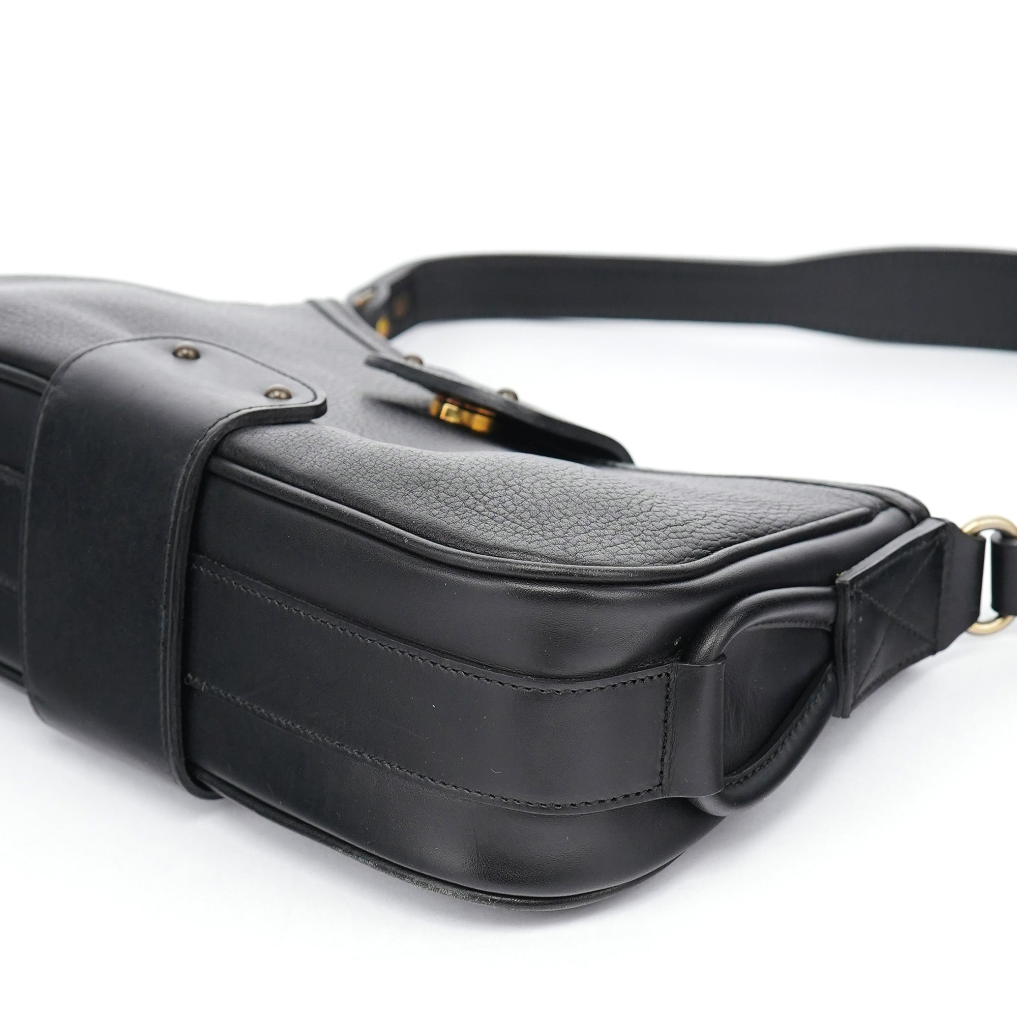Black Calfskin Hobo Shoulder Bag