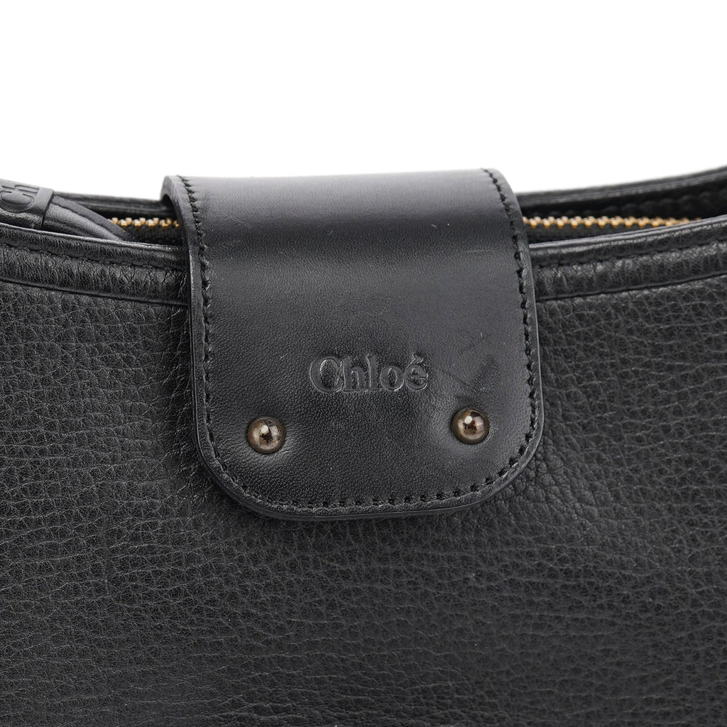 Black Calfskin Hobo Shoulder Bag