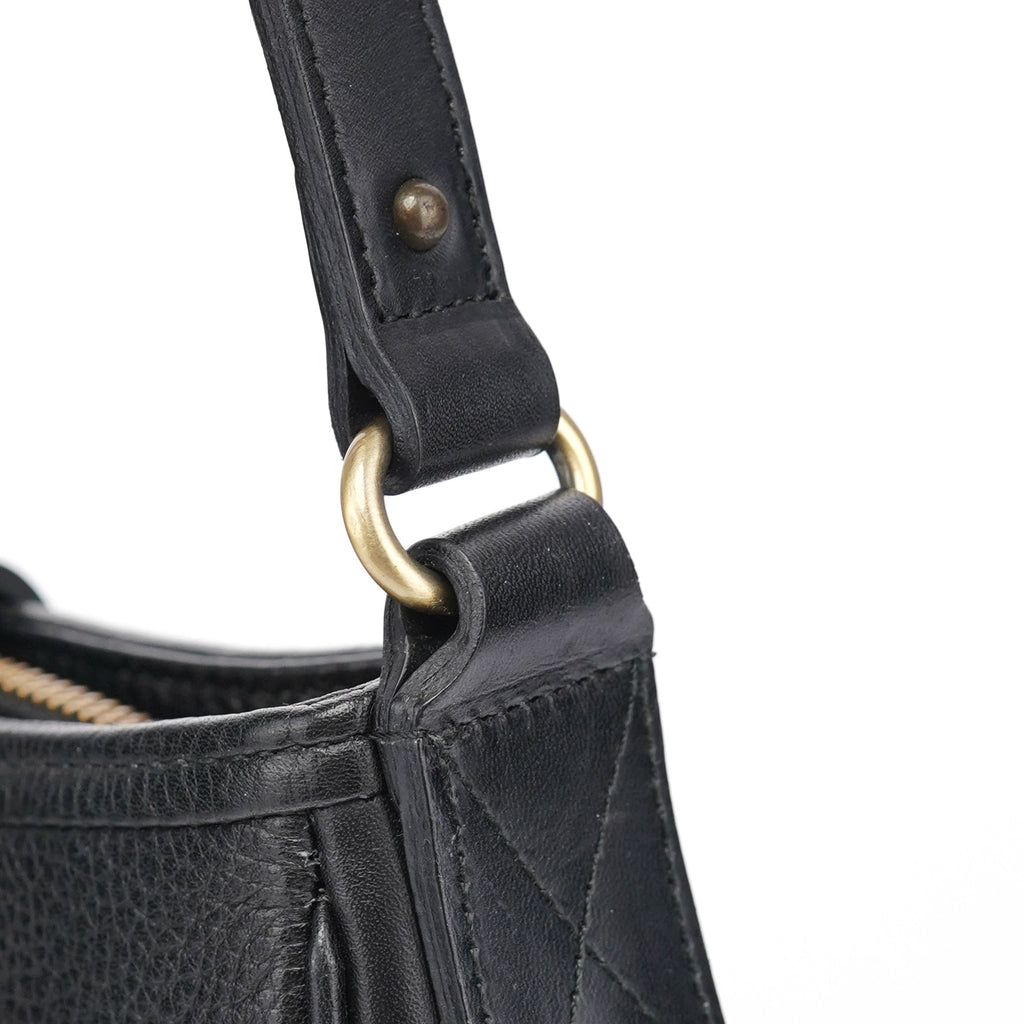 Black Calfskin Hobo Shoulder Bag