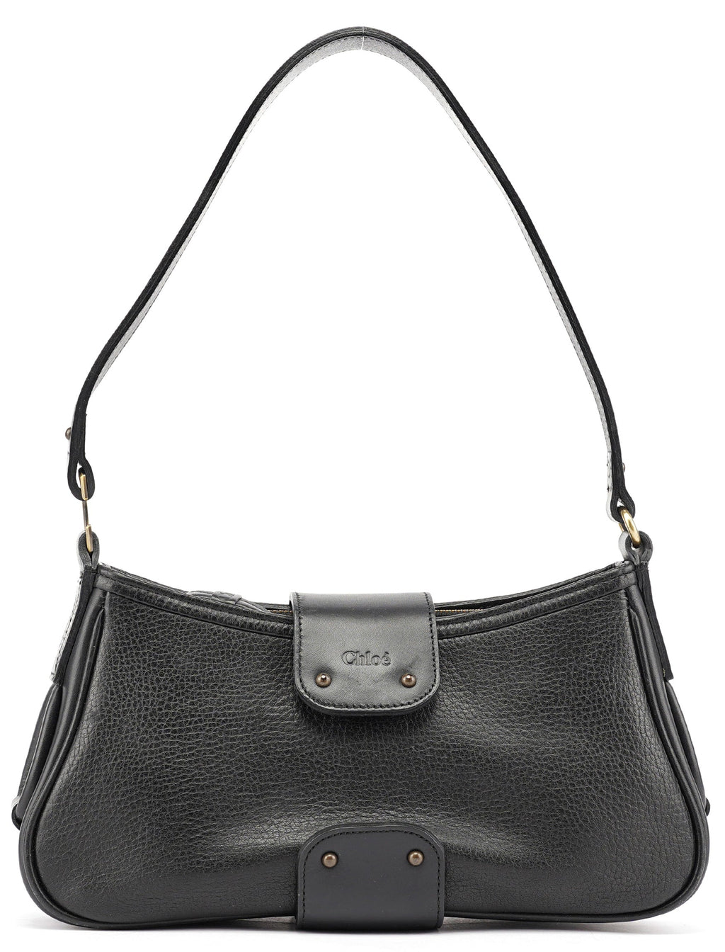 Black Calfskin Hobo Shoulder Bag