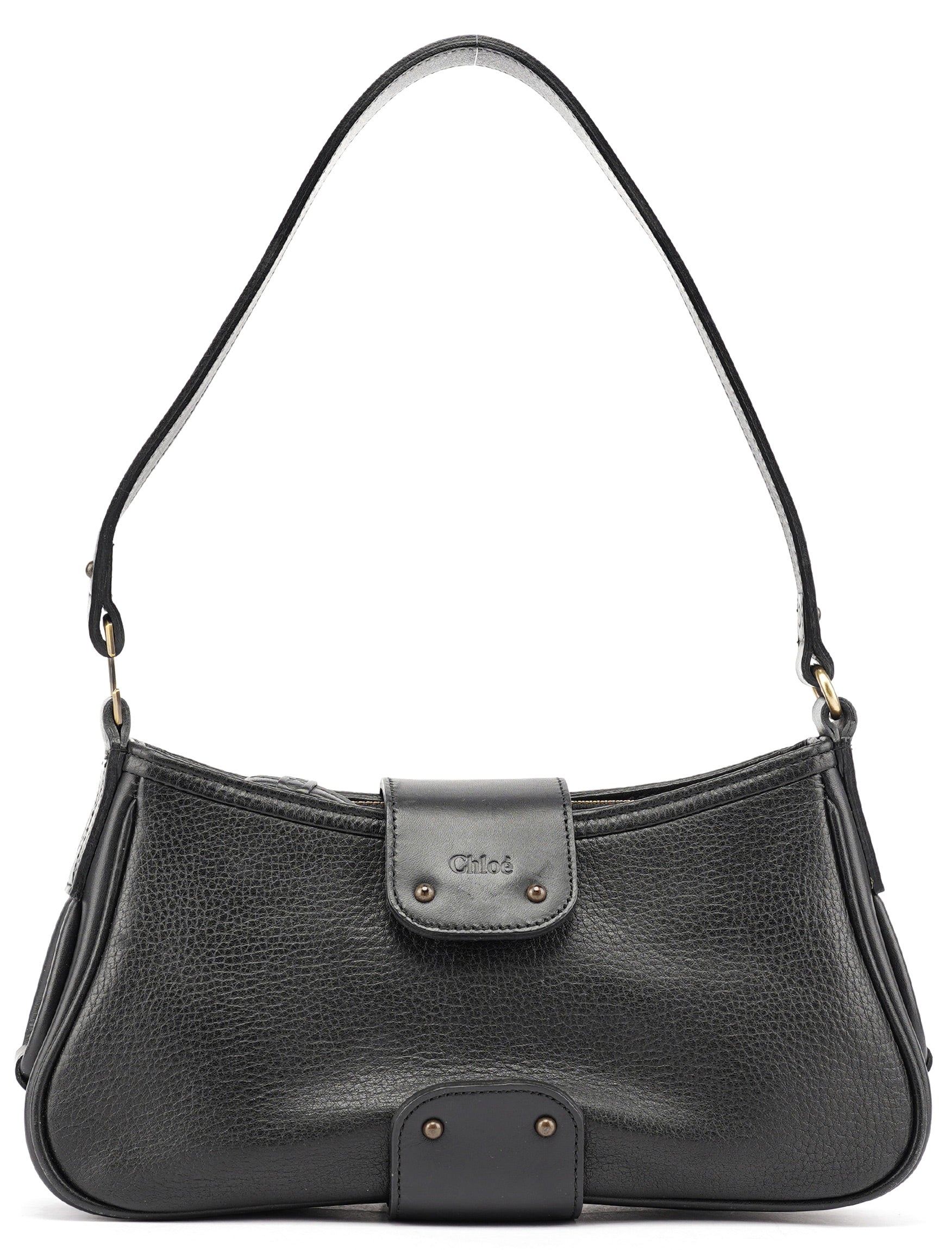 Black Calfskin Hobo Shoulder Bag