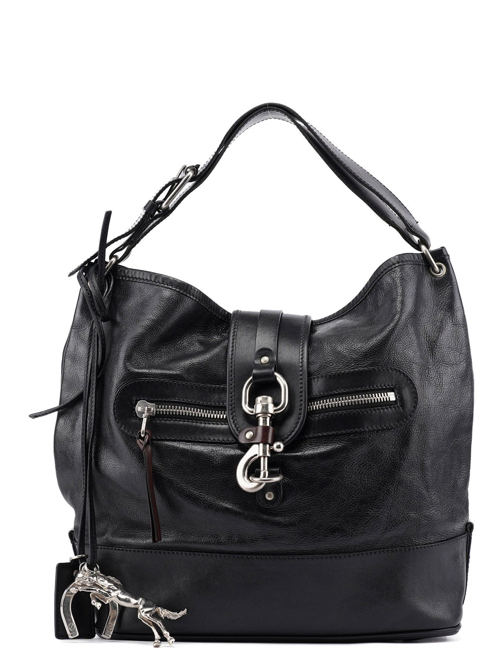 Black Calfskin Kerala Shoulder Bag