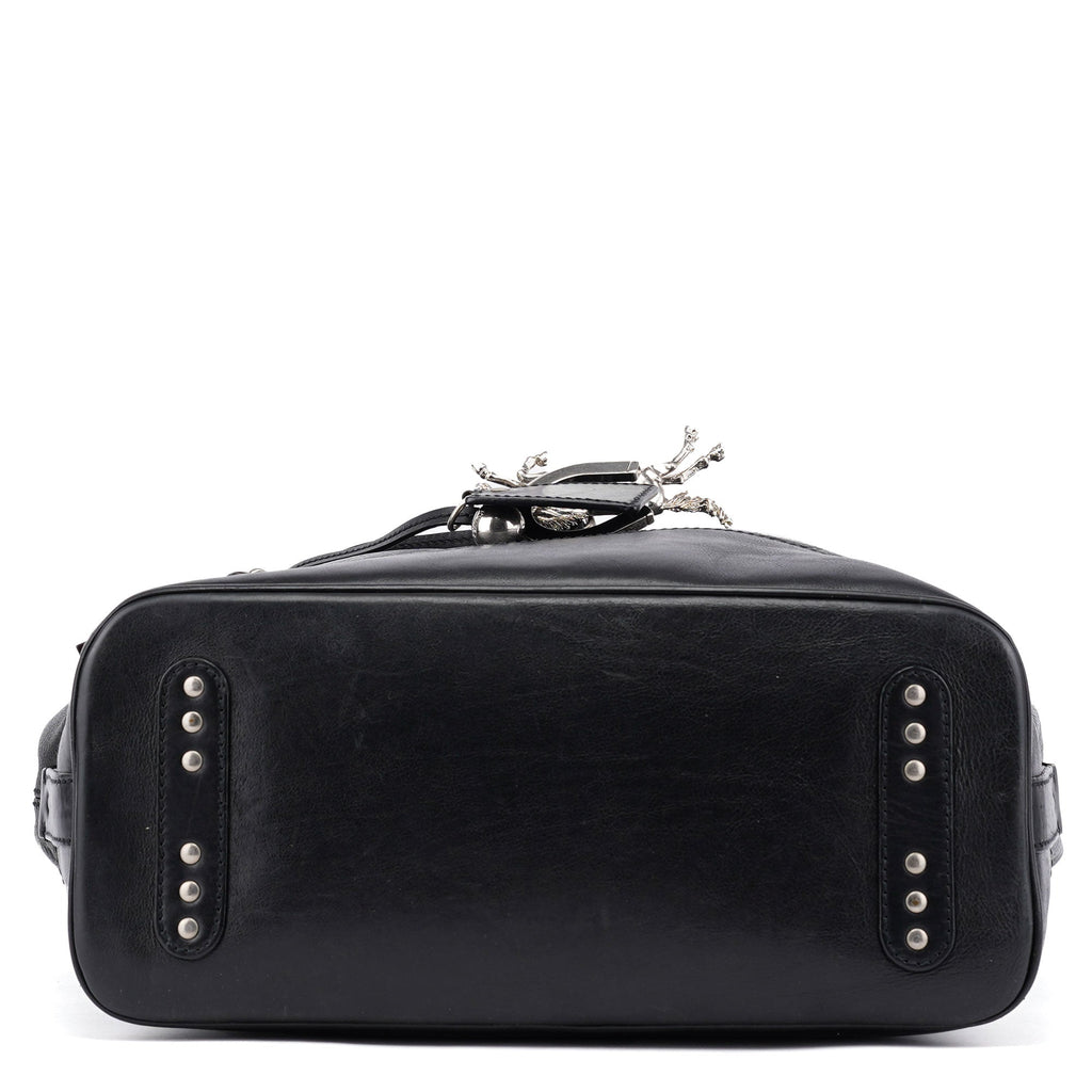 Black Calfskin Kerala Shoulder Bag