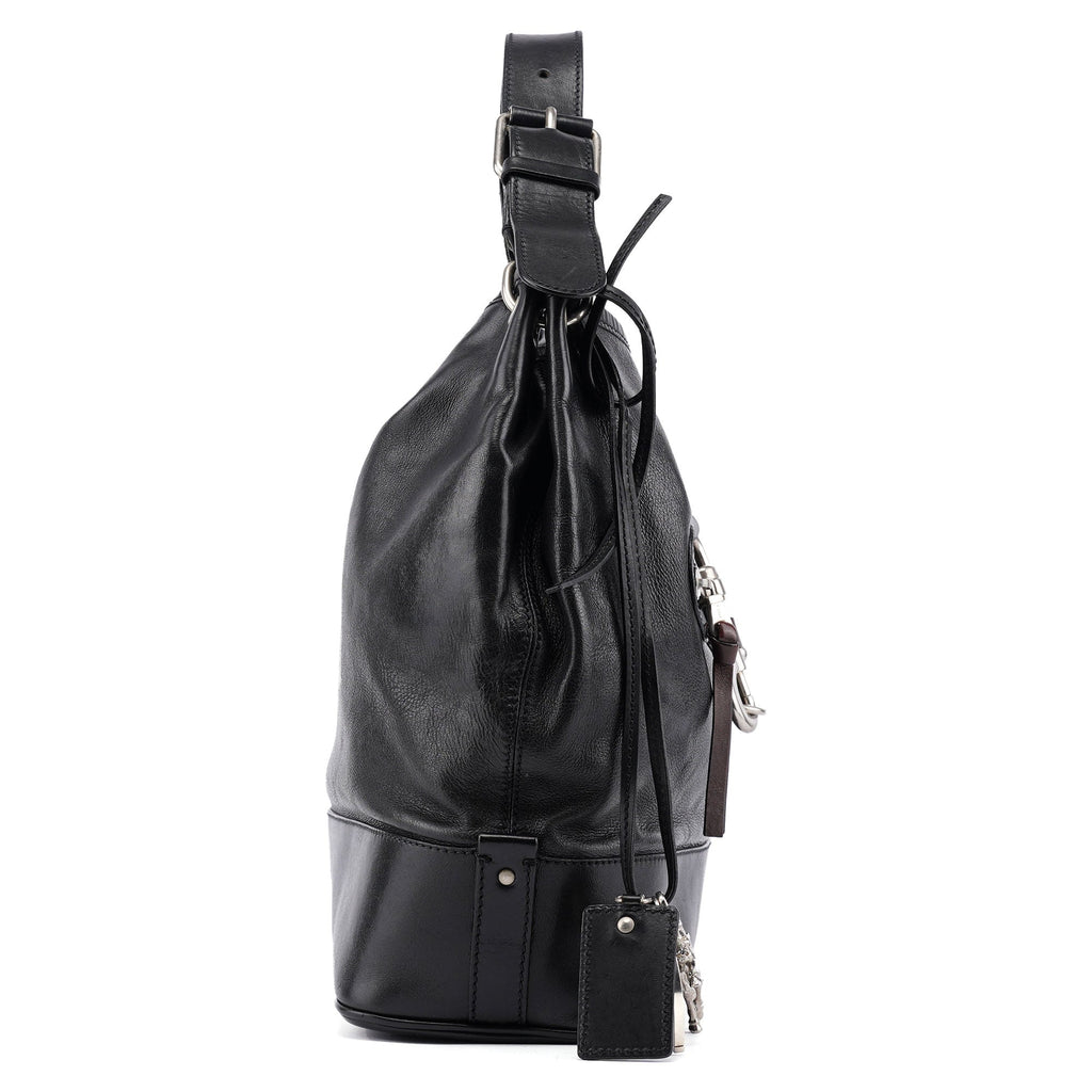 Black Calfskin Kerala Shoulder Bag